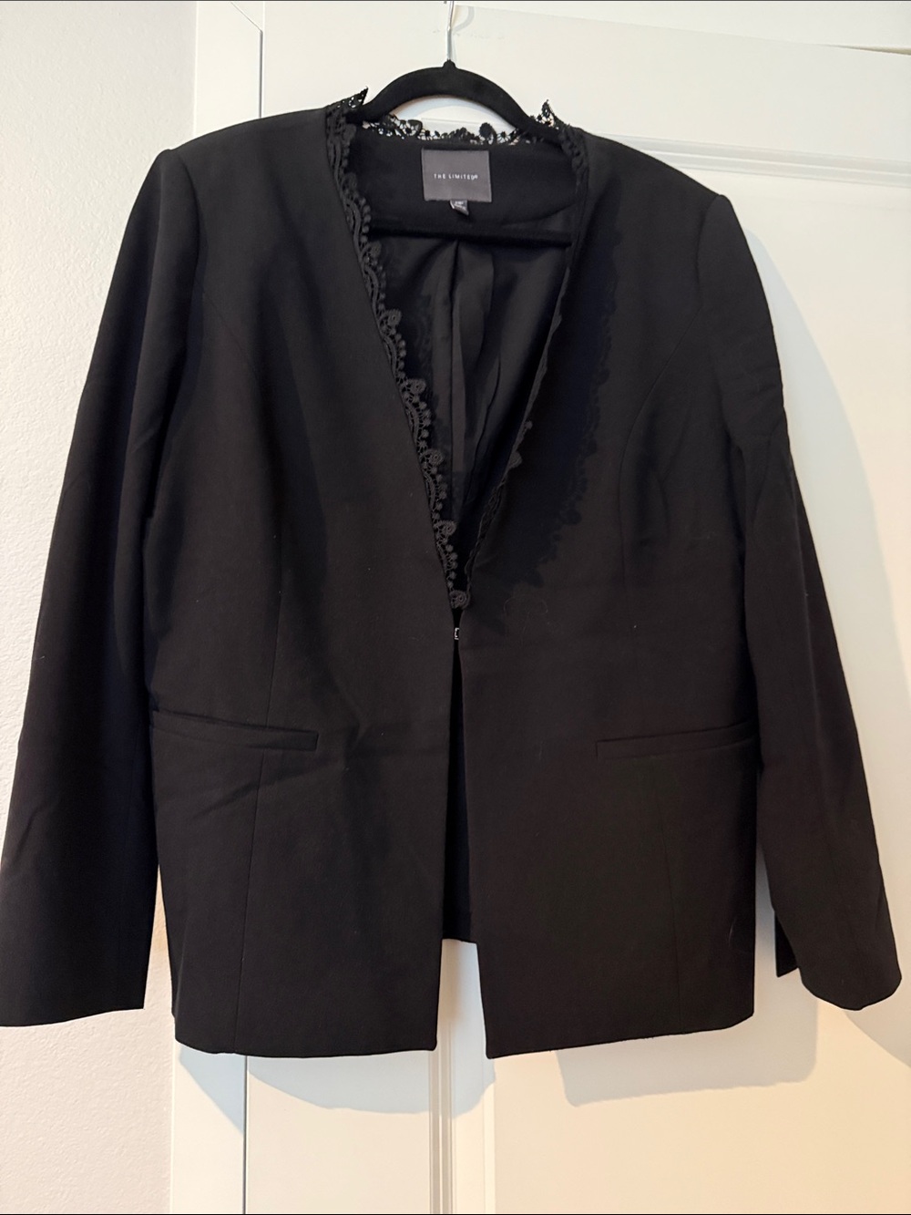 The Limited Black Lace-Trim Blazer Jacket